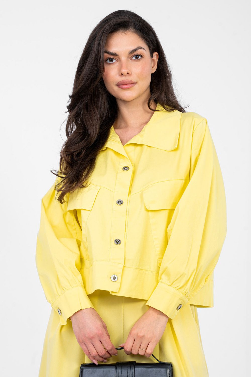 Rue Paris Yellow Cotton Long Sleeve Top - view 3