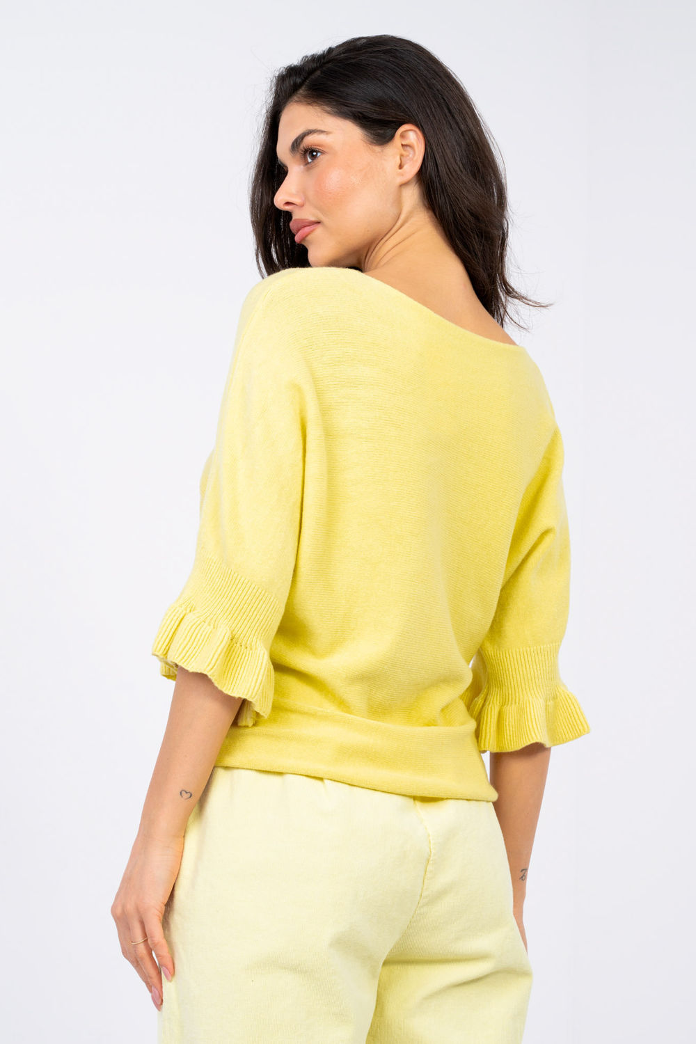Italy Moda Light Yellow Jumper - view 3