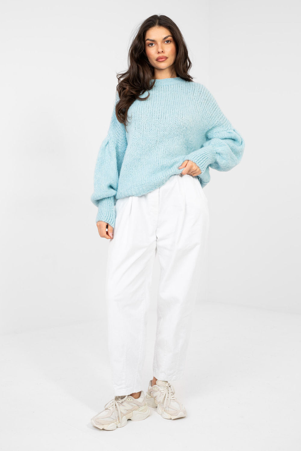 Italy Moda Light Blue Puff Sleeve Jumper - view 2