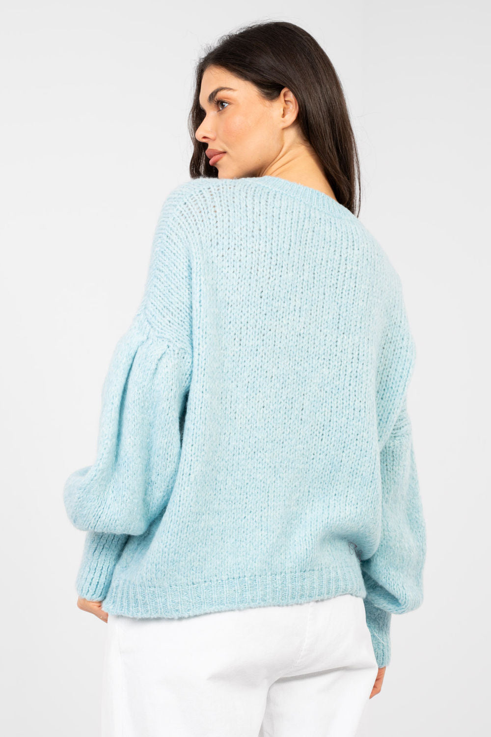 Italy Moda Light Blue Puff Sleeve Jumper - view 3