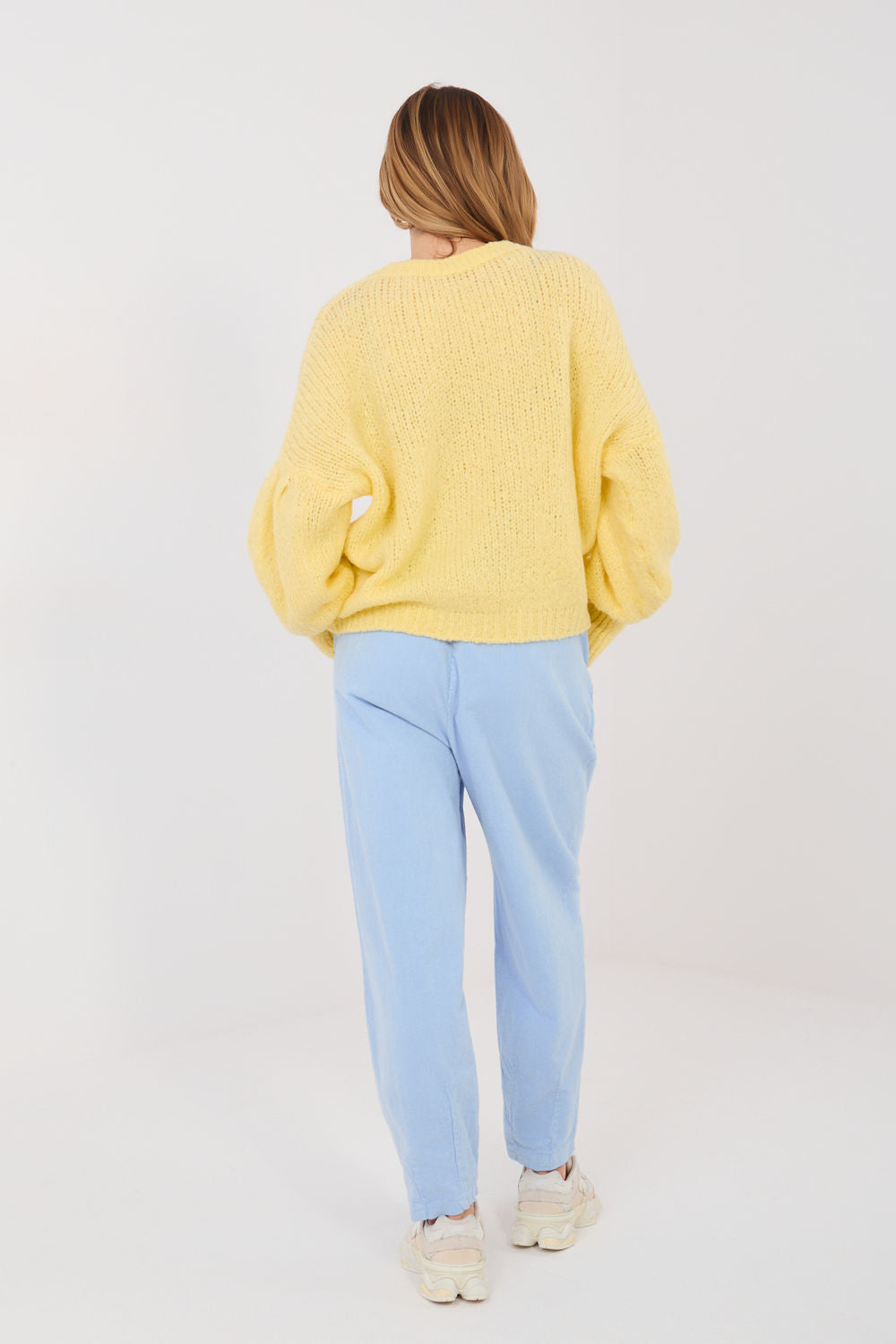 Italy Moda Light Blue Pleated High Waisted Corduroy Trousers - view 2