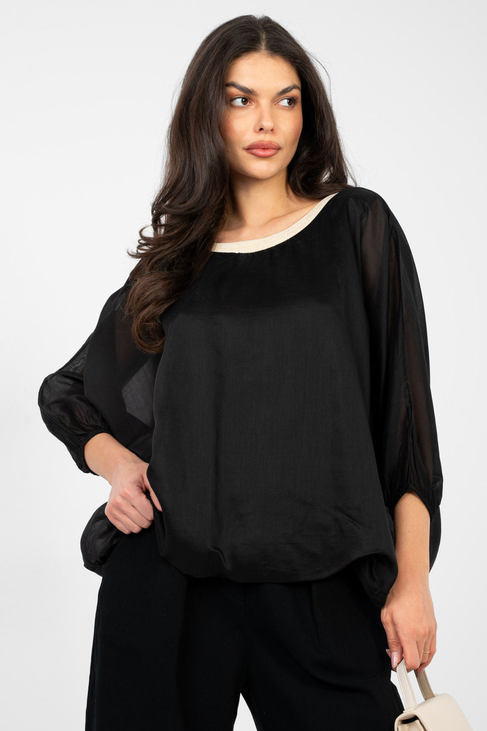 Italy Moda Black Blouse
