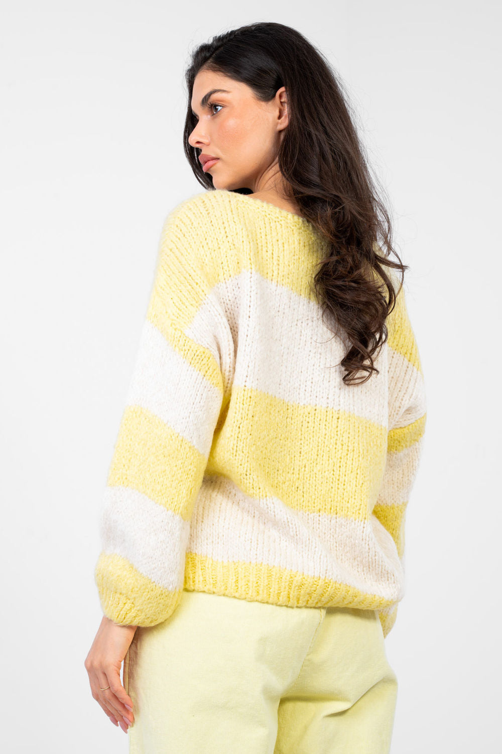Italy Moda Light Yellow Oversized Long Sleeve Jumper - view 3