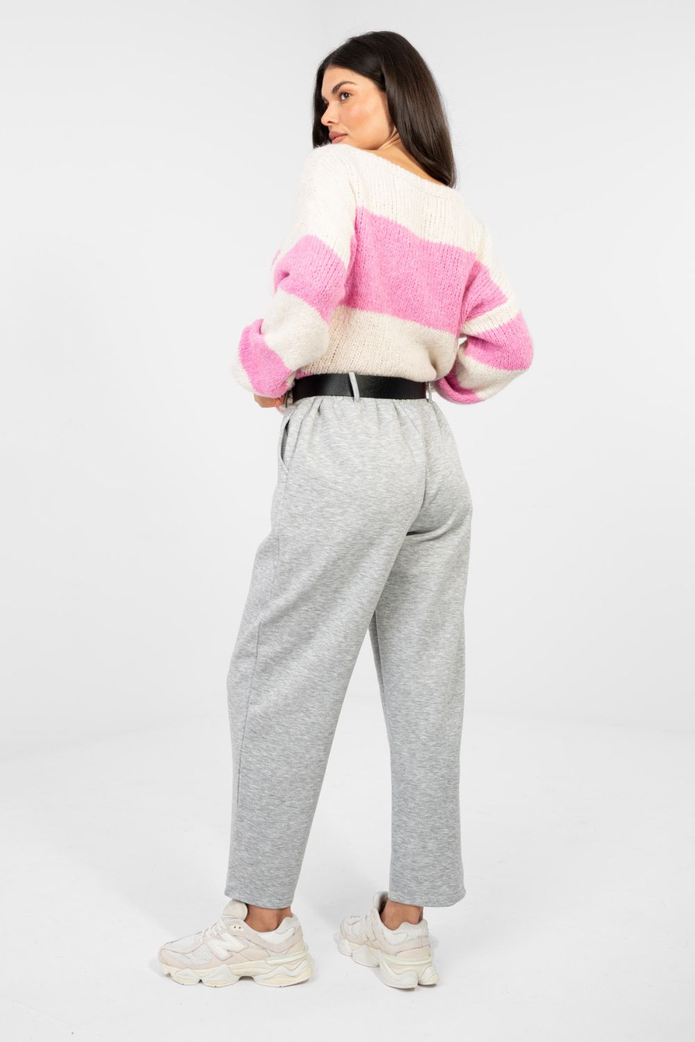 Italy Moda Grey High Waisted Joggers - view 4