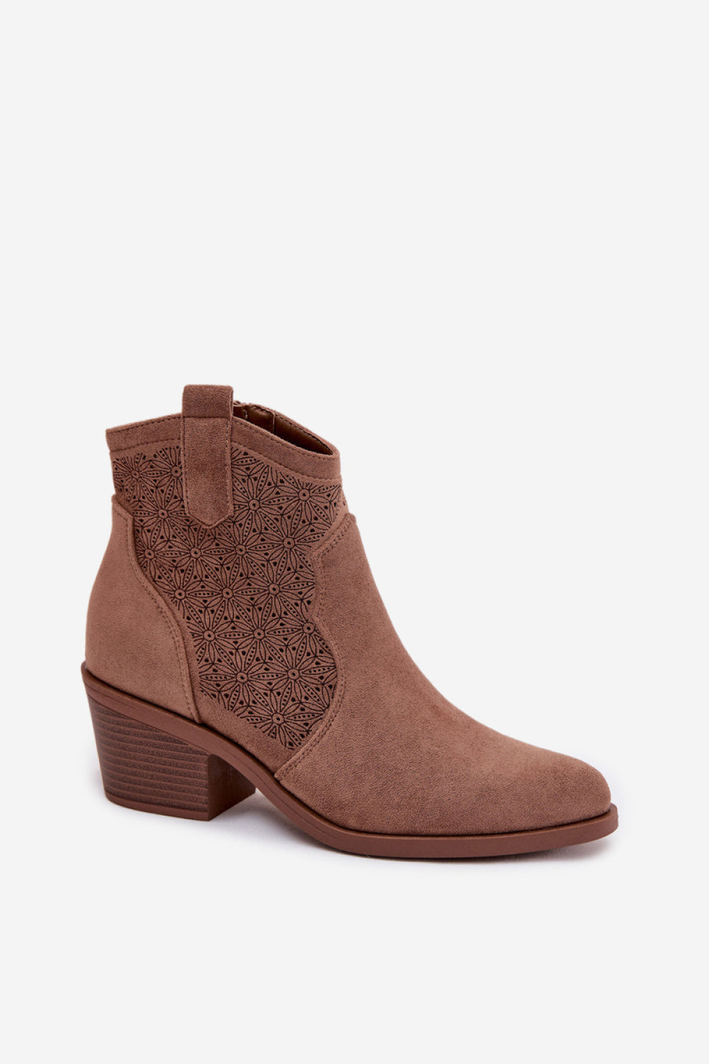 Step In Style Brown Faux Suede Heeled Ankle Boots - view 2