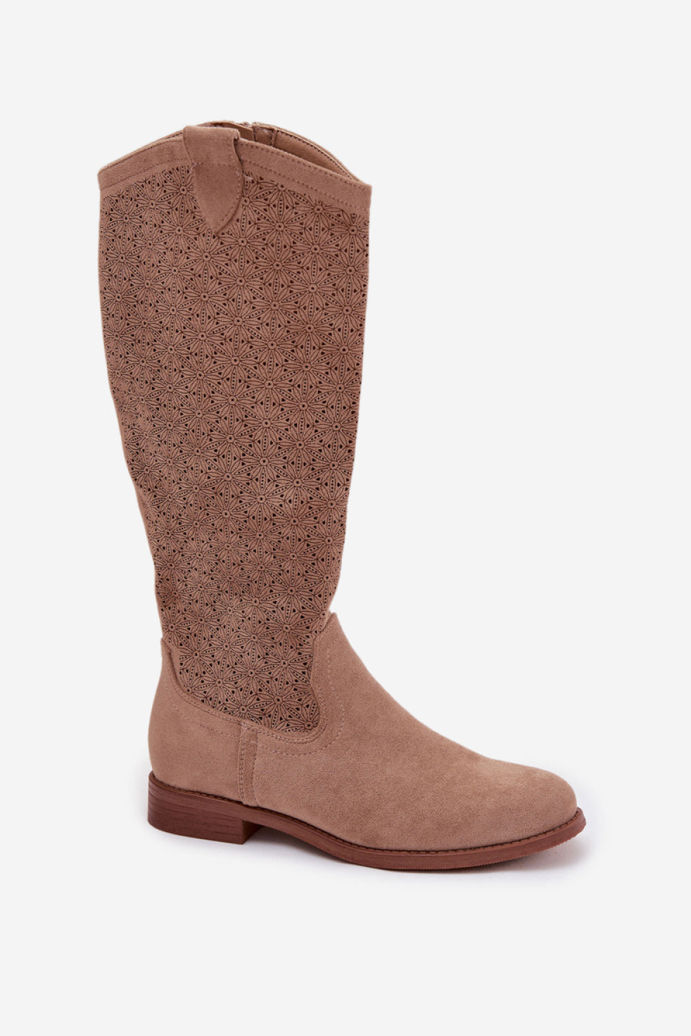 Step In Style Beige Faux Suede Flat Cut-Out Boots - view 2
