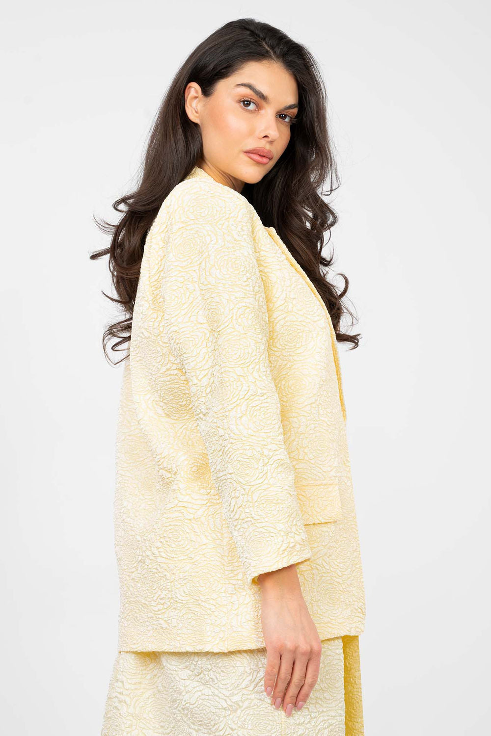 Rue Paris Light Yellow Floral Long Sleeve Jacket - view 2