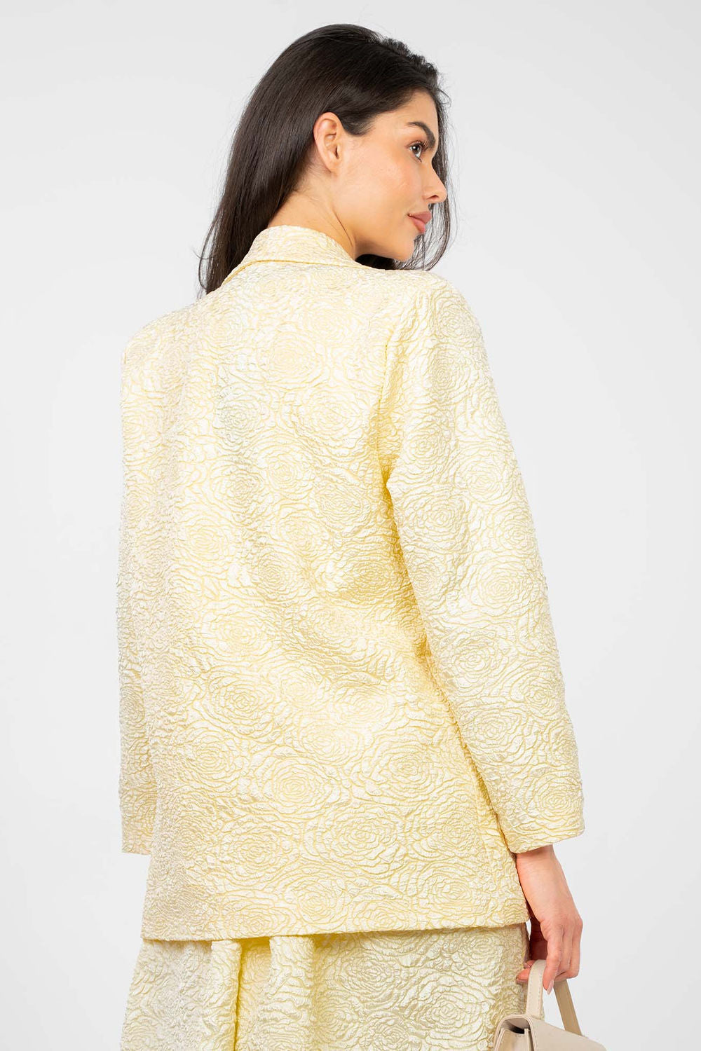 Rue Paris Light Yellow Floral Long Sleeve Jacket - view 3