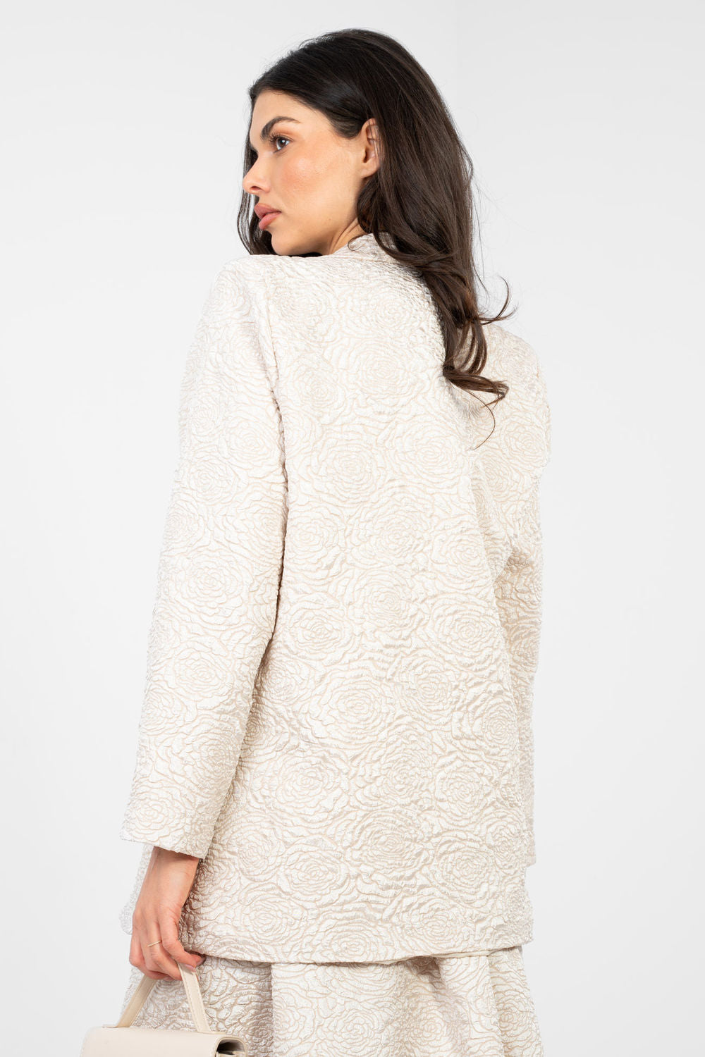 Rue Paris Light Beige Floral Long Sleeve Jacket - view 2