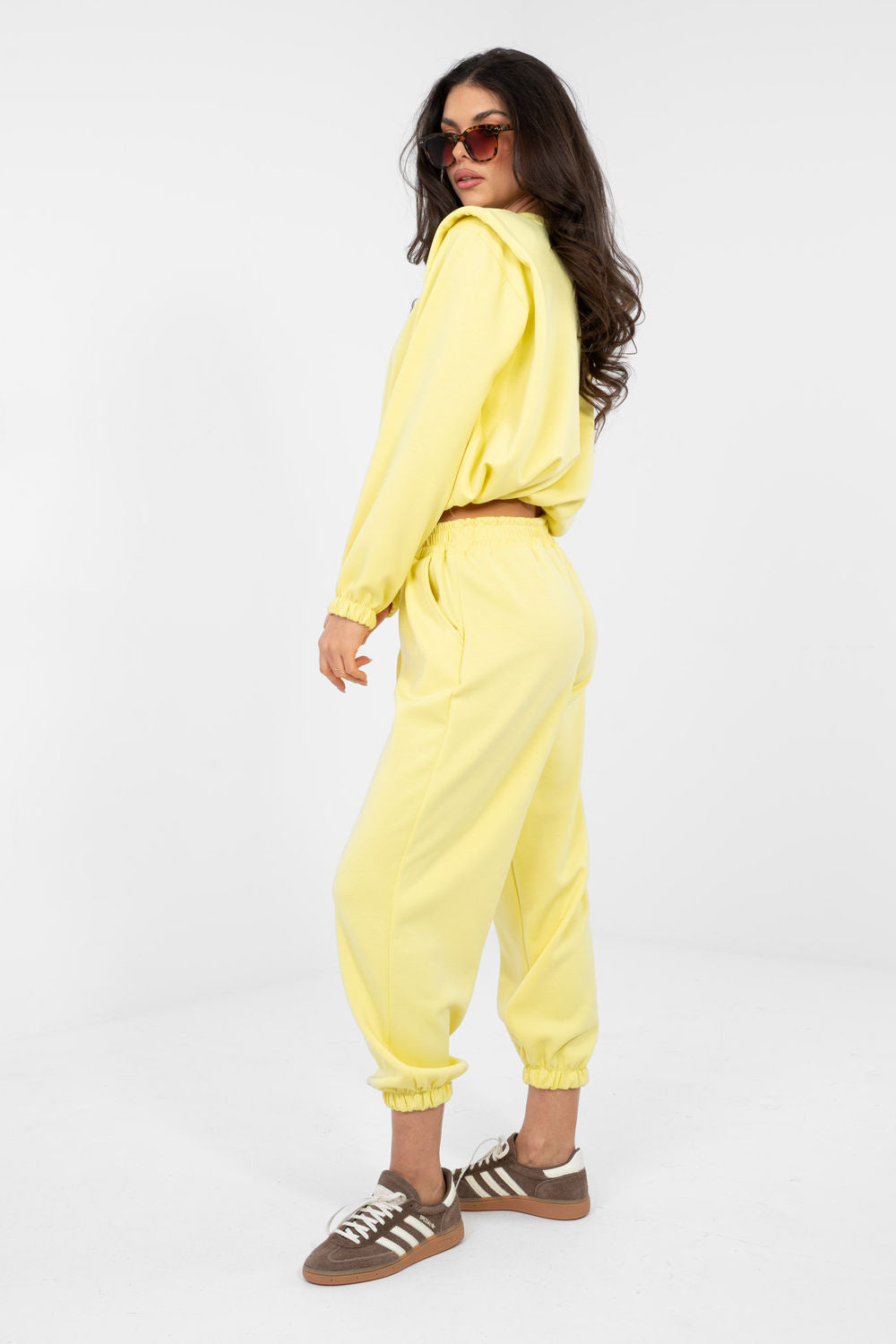 Rue Paris Light Yellow Round Neck High Waisted Long Sleeve Co-Ord Set - view 2