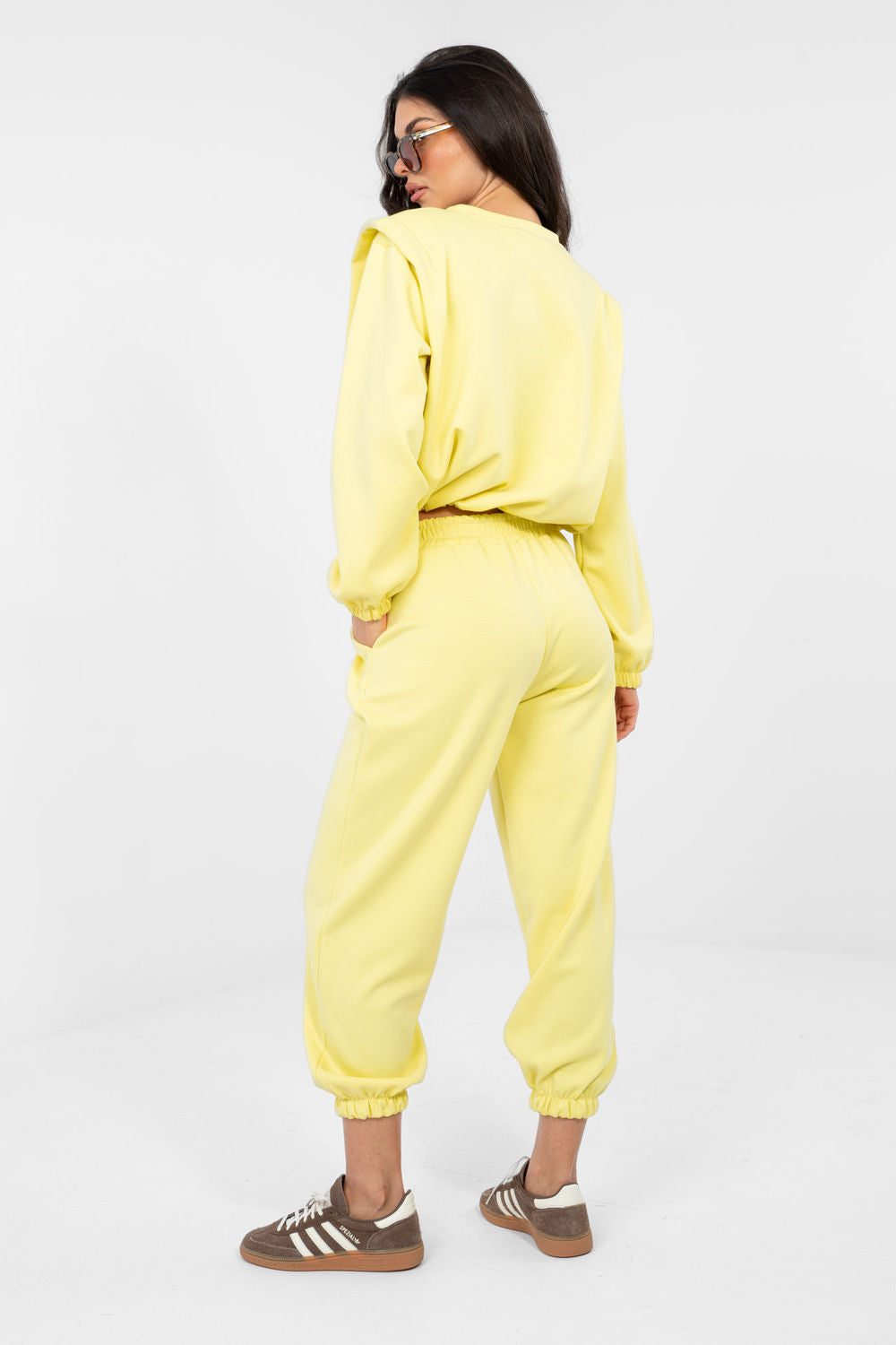 Rue Paris Light Yellow Round Neck High Waisted Long Sleeve Co-Ord Set - view 3