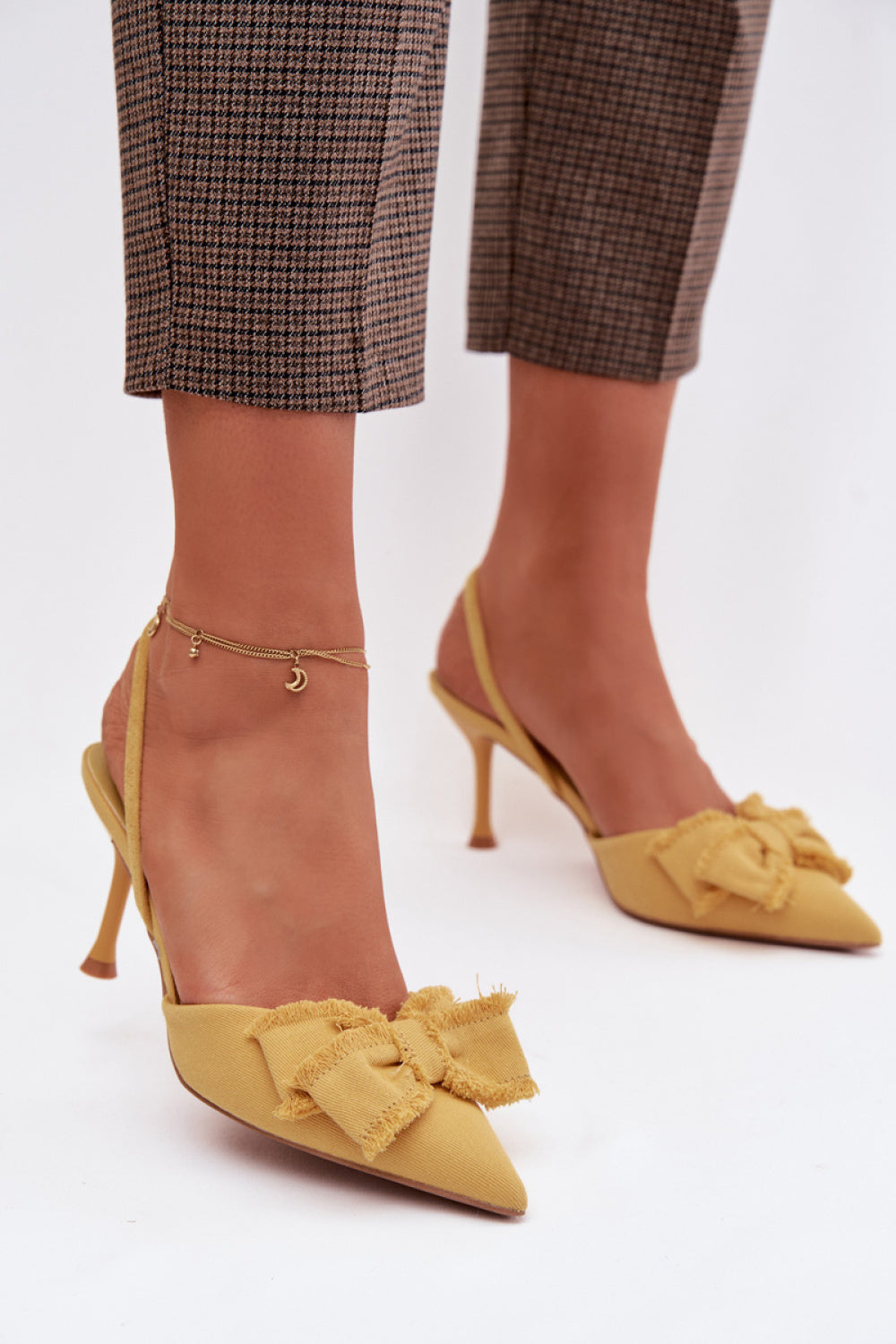 Step In Style Hestia Yellow Stiletto Heeled Sandals