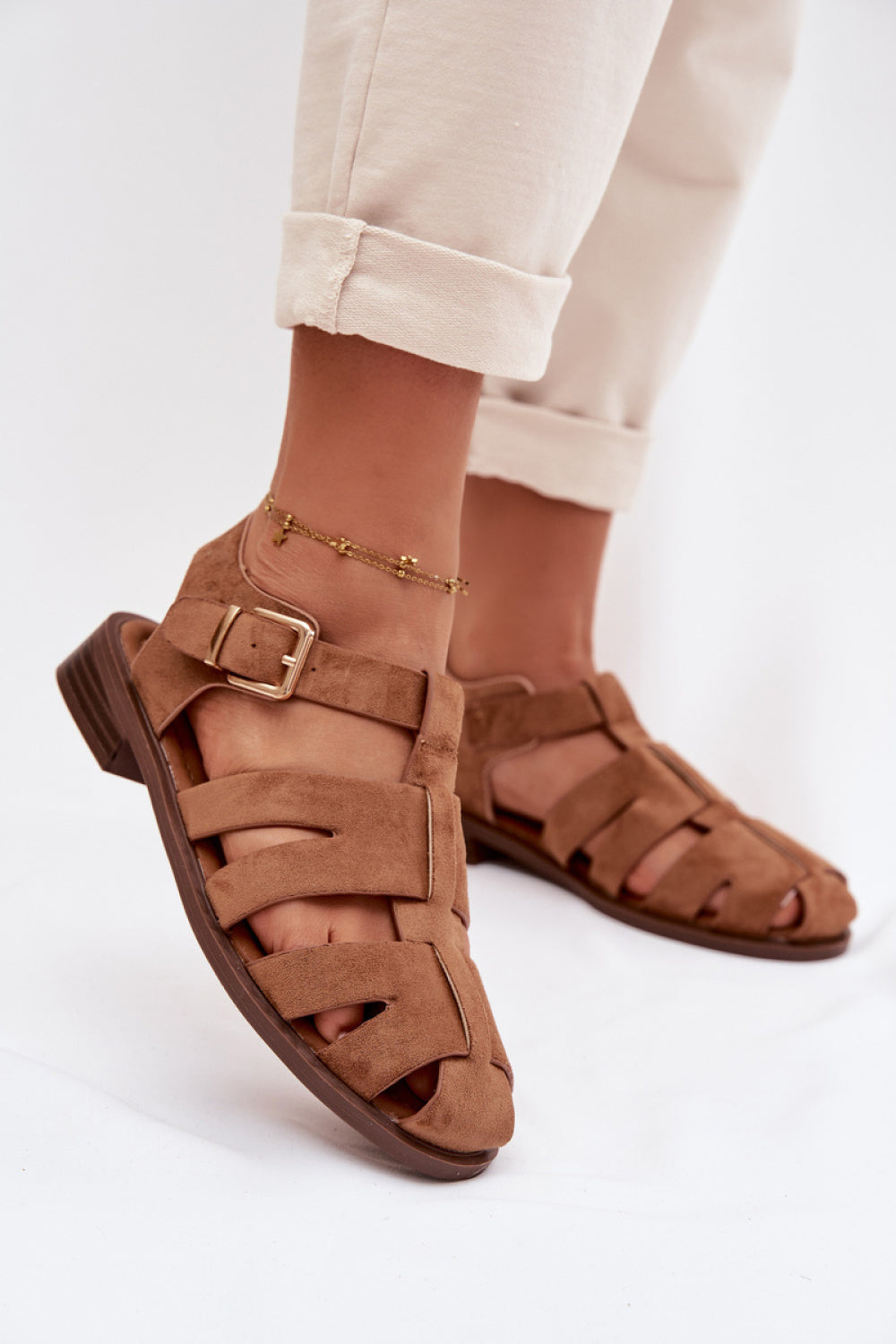 Step In Style Janessa Camel Flat Sandals