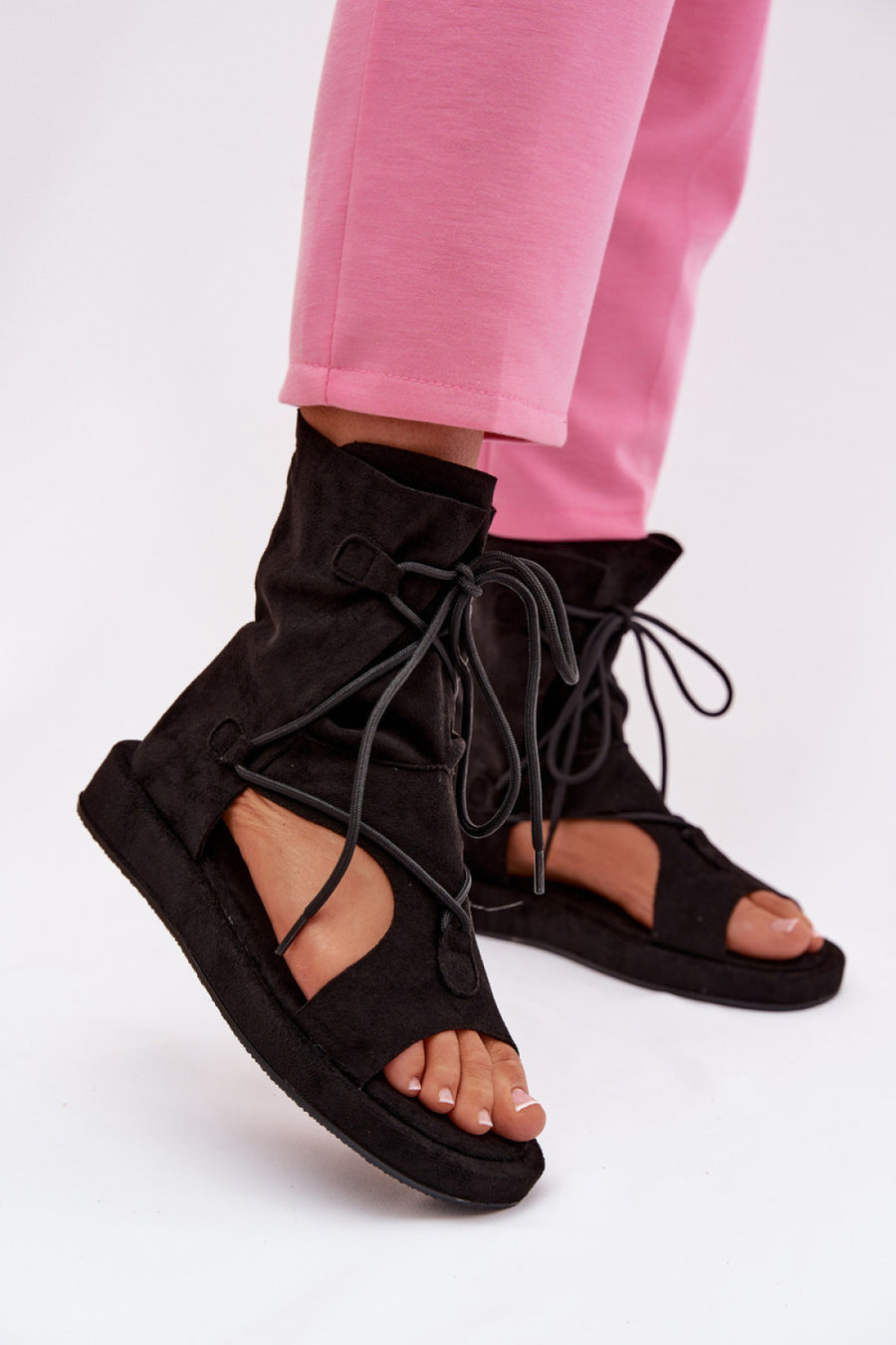 Step In Style Ferlisse Black Faux Suede Sandals