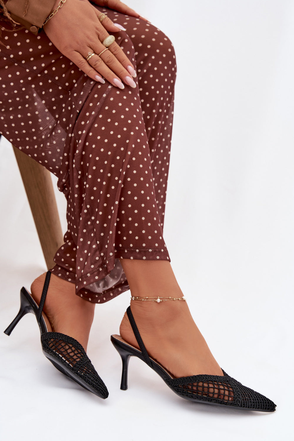 Step In Style Hanelis Black Stiletto Heeled Sandals