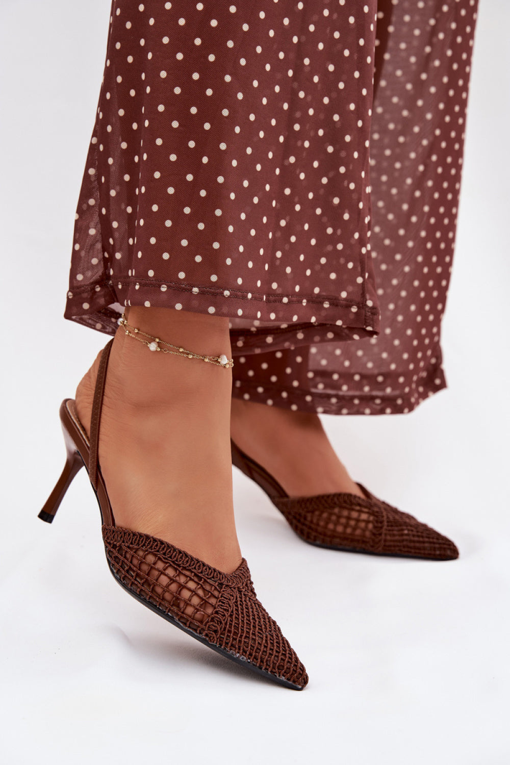 Step In Style Hanelis Brown Stiletto Heeled Sandals