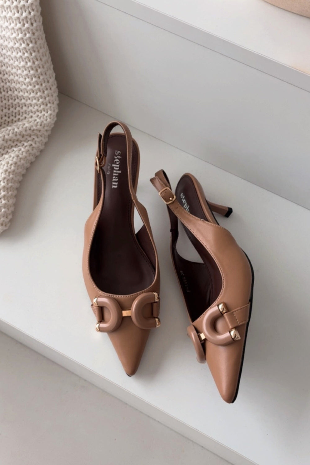 Step In Style Brienne Brown Faux Leather Heeled Sandals