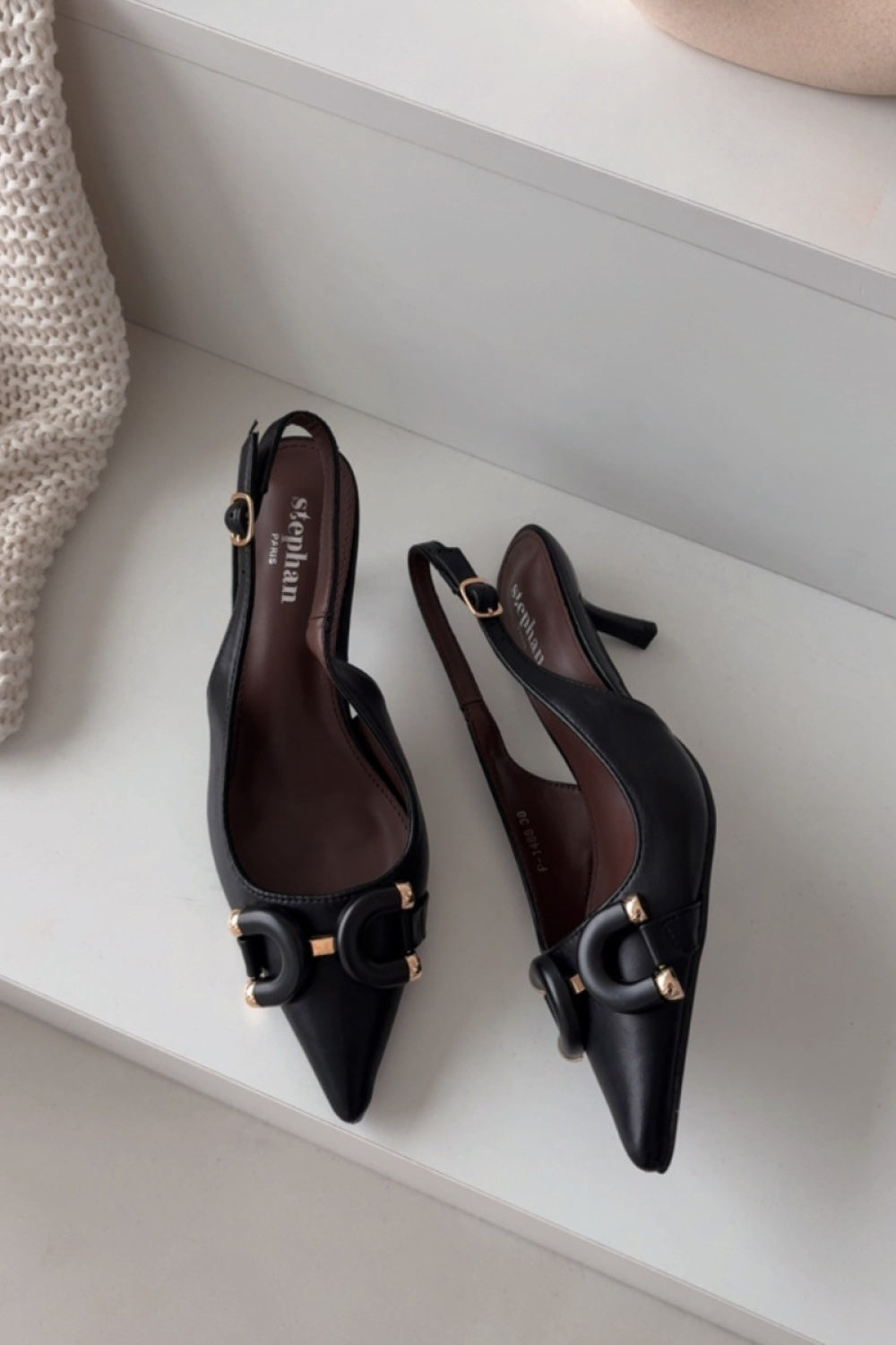 Step In Style Brienne Black Faux Leather Heeled Sandals