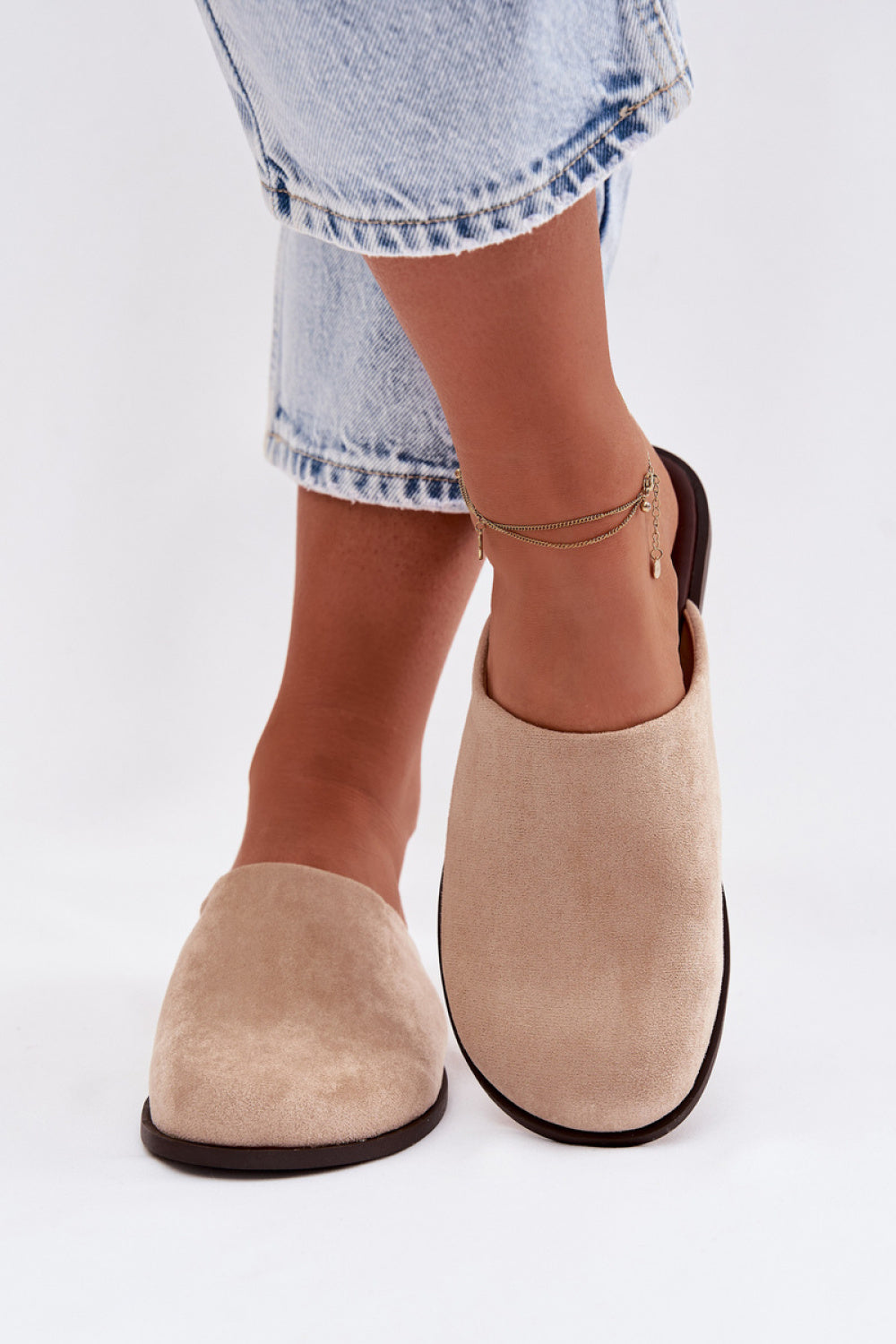 Step In Style Veronelle Beige Faux Suede Flip Flops