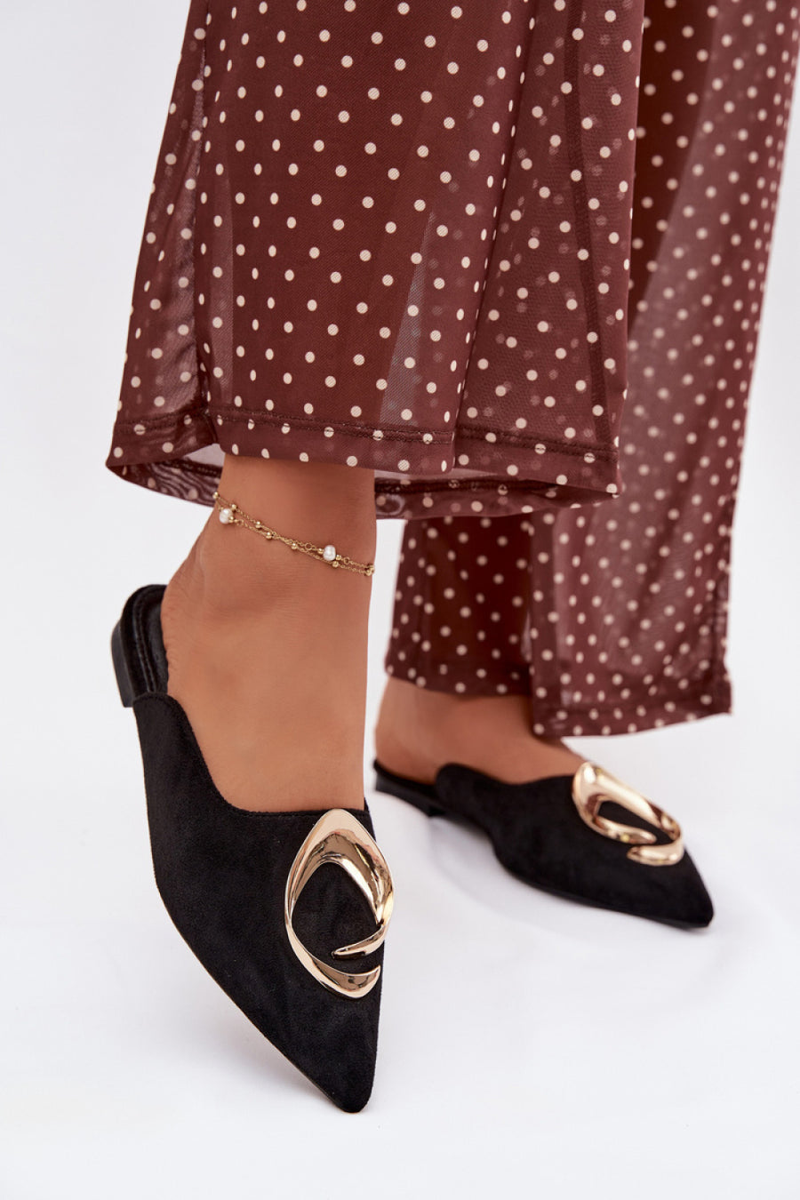 Step In Style Galvella Black Faux Suede Flat Flip Flops