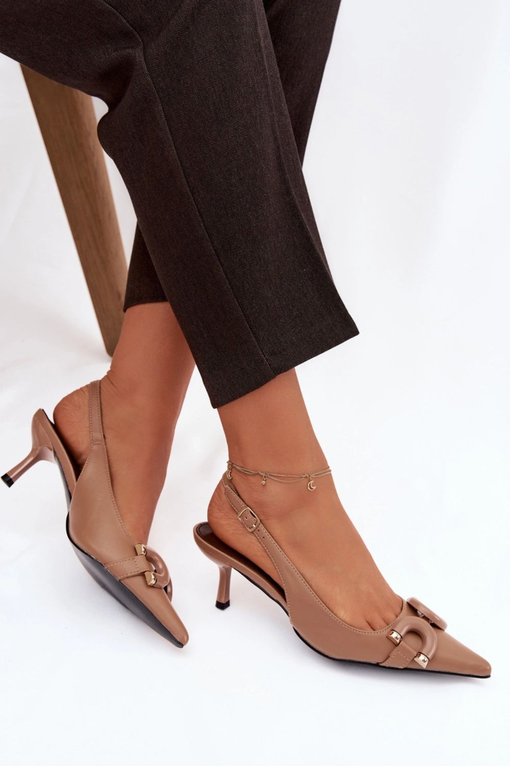 Step In Style Brienne Brown Faux Leather Heeled Sandals - view 3