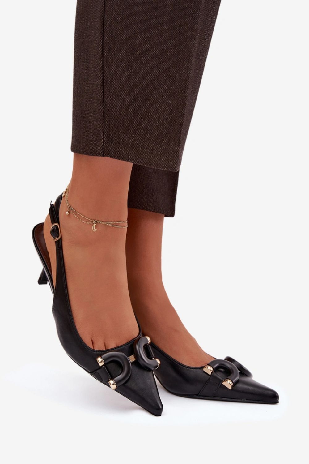 Step In Style Brienne Black Faux Leather Heeled Sandals - view 2