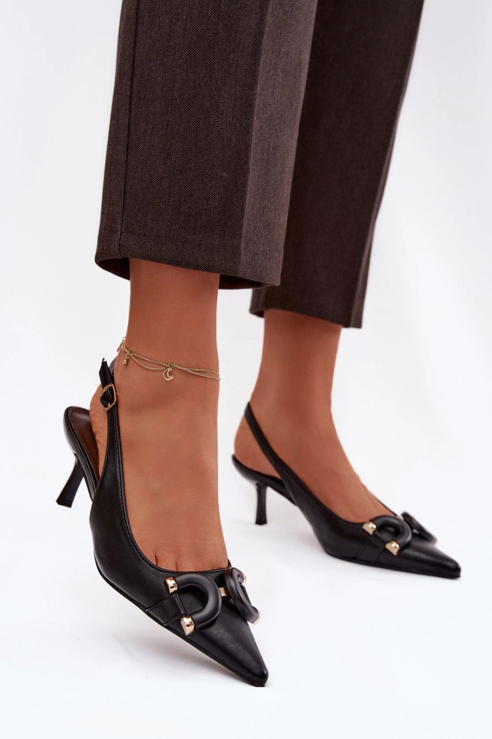 Step In Style Brienne Black Faux Leather Heeled Sandals - view 3