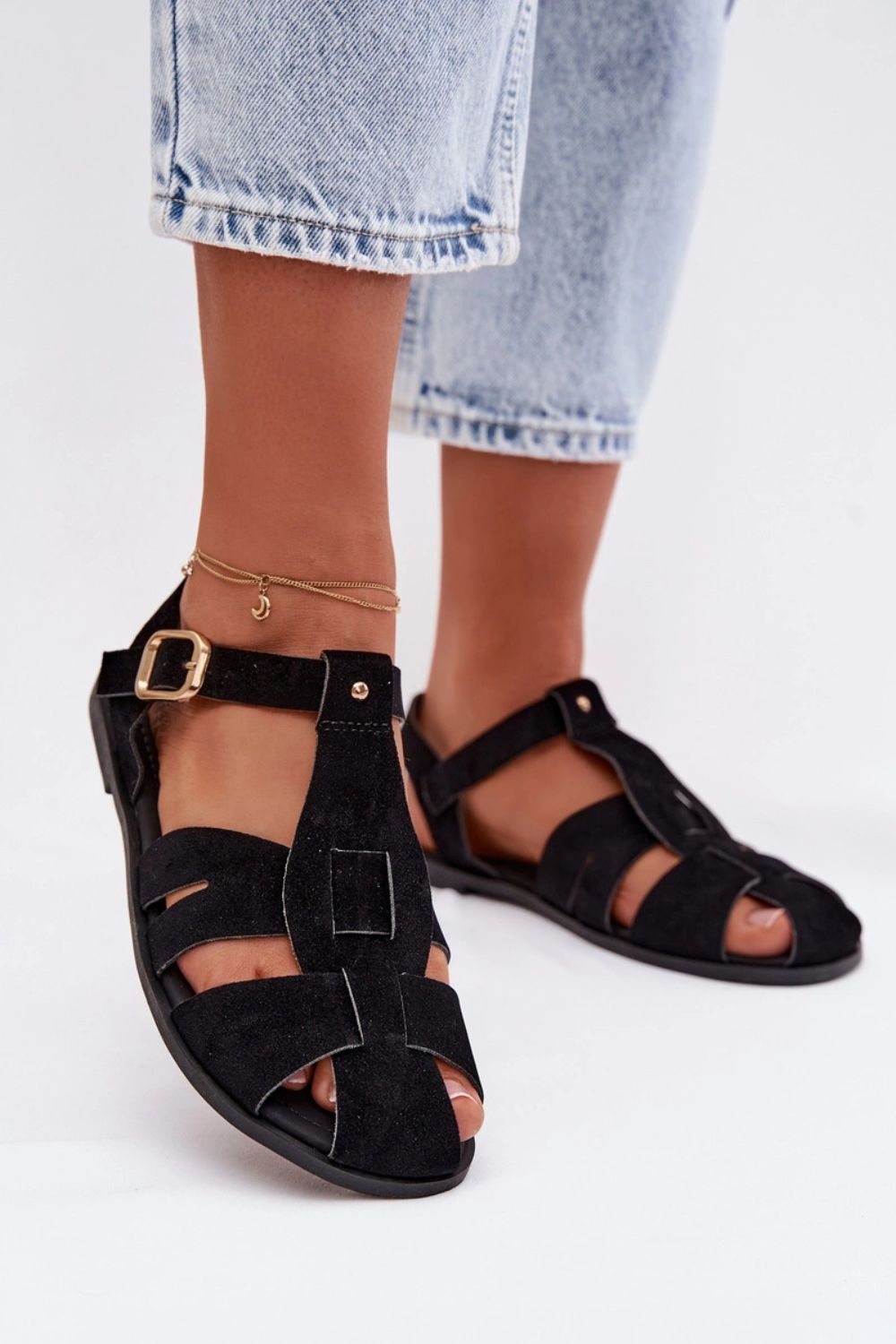Step In Style Belanessa Black Faux Suede Sandals - view 4