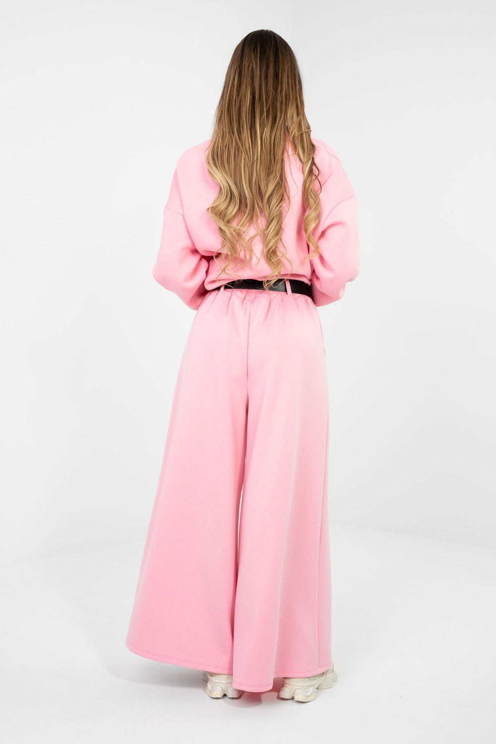 Rue Paris Pink Pleated High Waisted Joggers - view 3