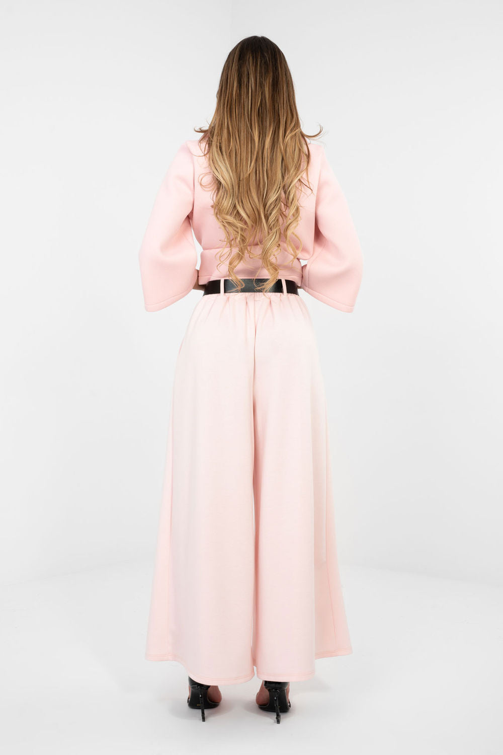 Rue Paris Light Pink Pleated High Waisted Joggers - view 3