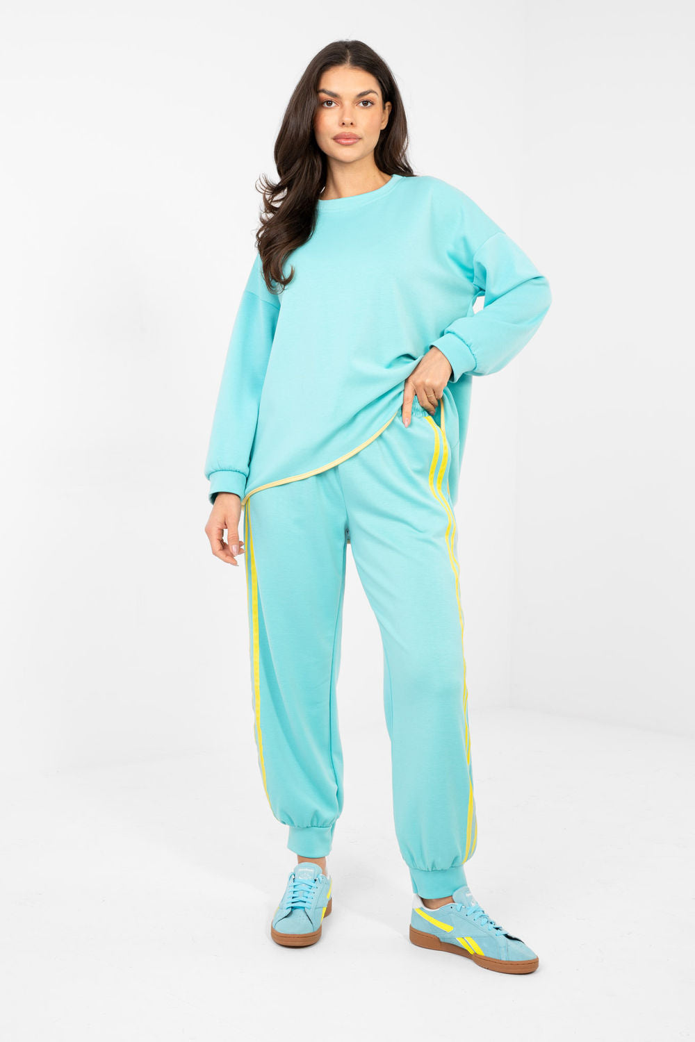 Rue Paris Mint Striped High Waisted Co-Ord Set - view 4
