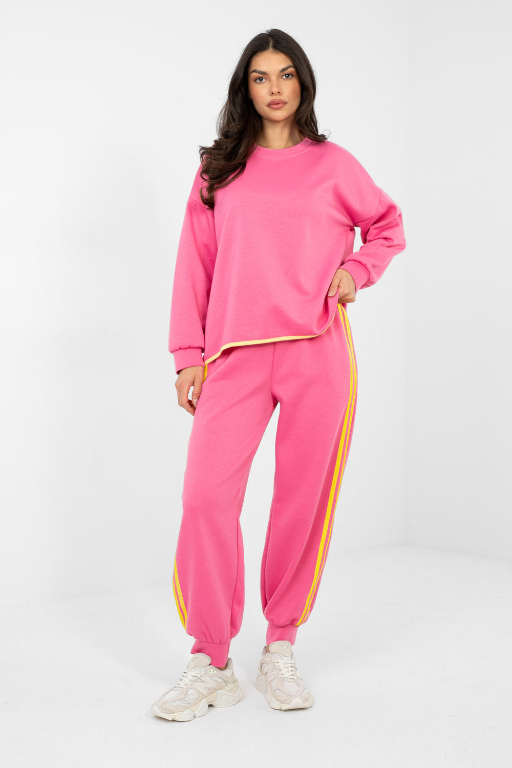 Rue Paris Dark Pink Striped High Waisted Co-Ord Set