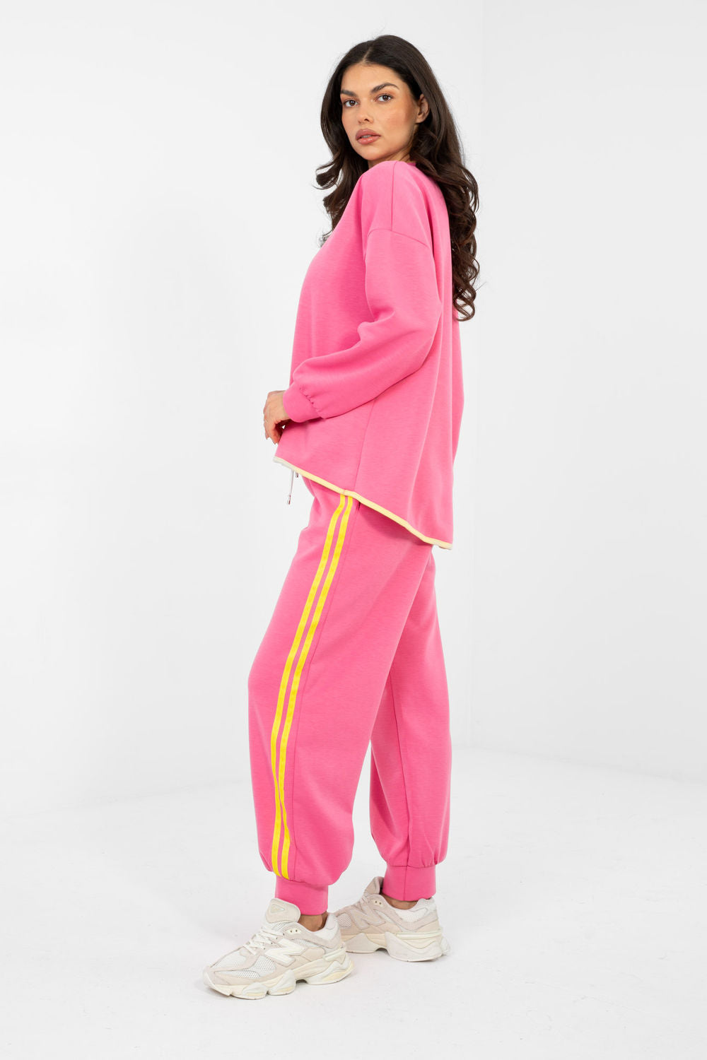Rue Paris Dark Pink Striped High Waisted Co-Ord Set - view 2