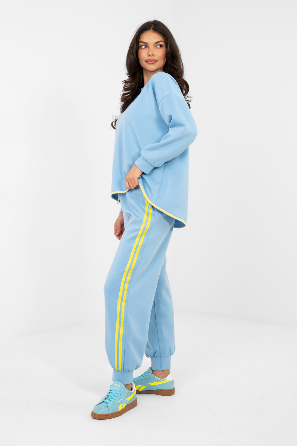 Rue Paris Light Blue Striped High Waisted Long Sleeve Co-Ord Set - view 2