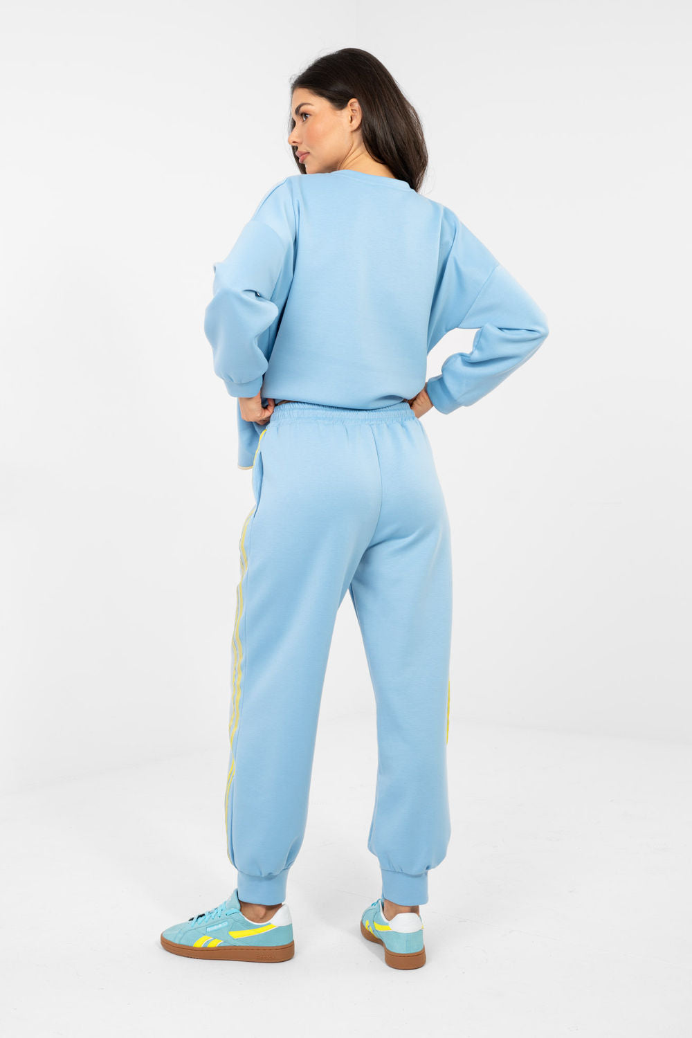 Rue Paris Light Blue Striped High Waisted Long Sleeve Co-Ord Set - view 3