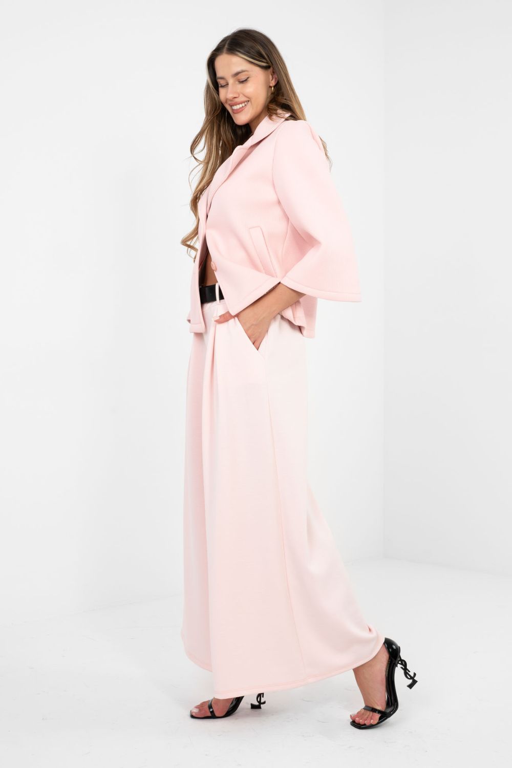 Rue Paris Light Pink Pleated High Waisted Joggers - view 4