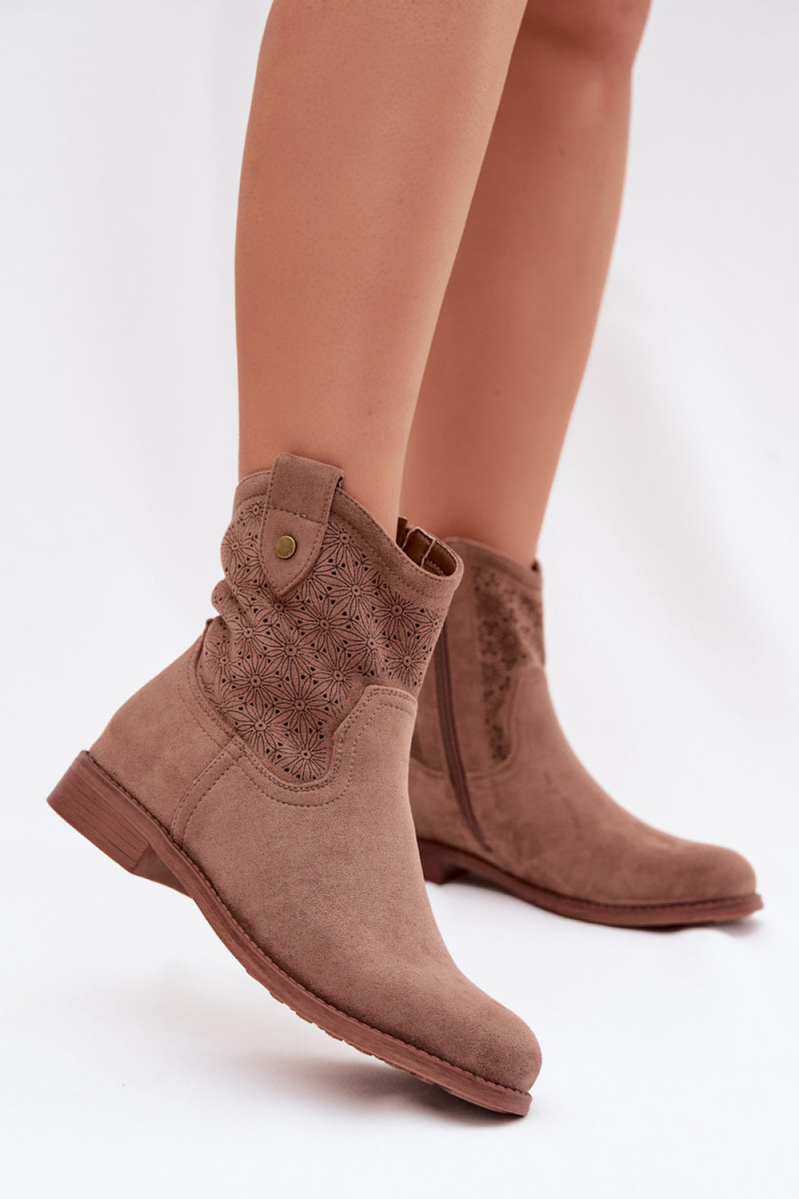 Step In Style Brown Faux Suede Flat Heeled Ankle Boots