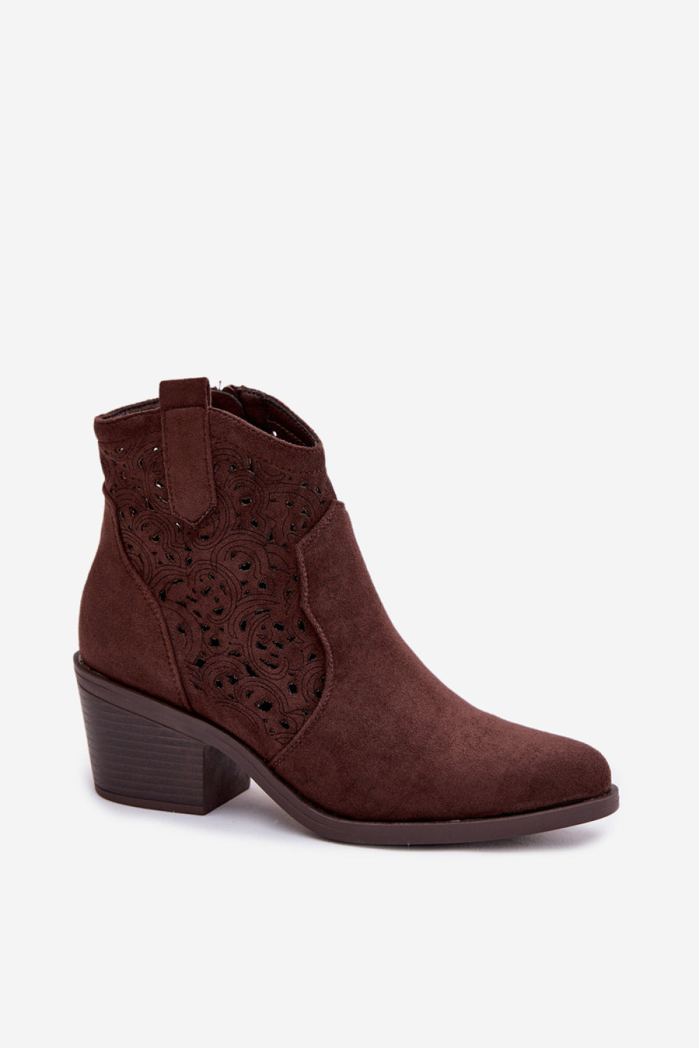 Step In Style Chocolate Faux Suede Heeled Ankle Boots - view 2