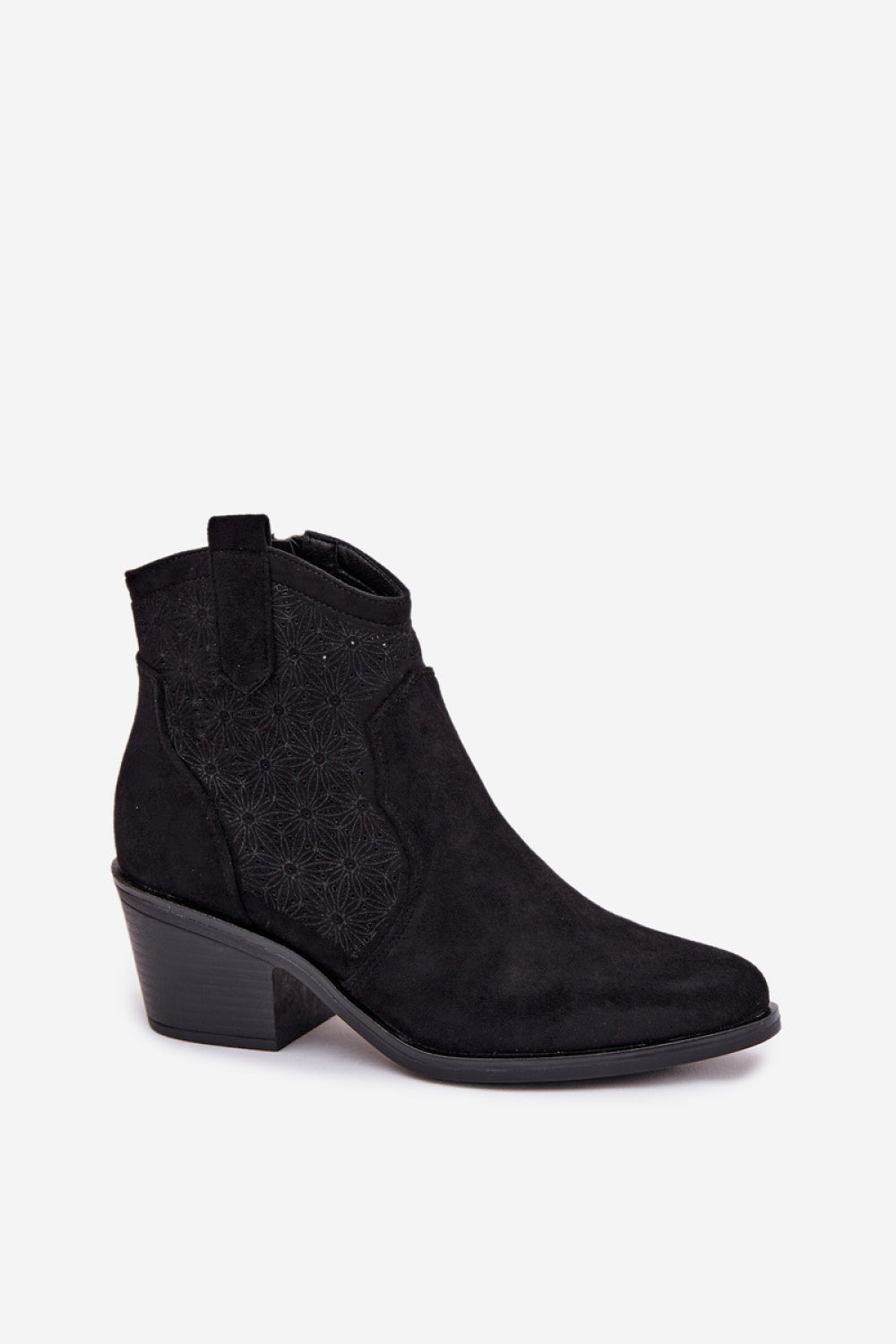 Step In Style Black Faux Suede Heeled Ankle Boots - view 2