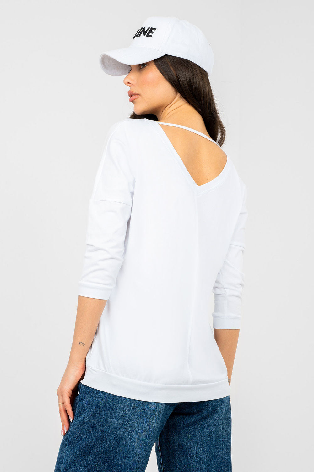 Rue Paris White V-Neck Cotton Blouse - view 3