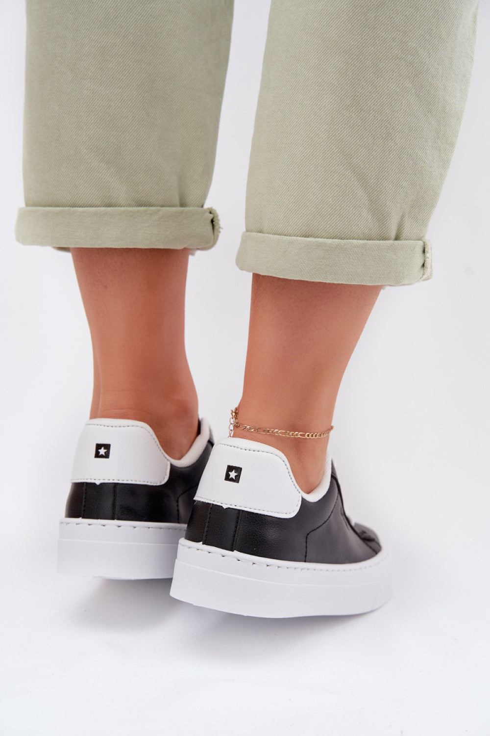 Step In Style Black Faux Leather Trainers - view 3