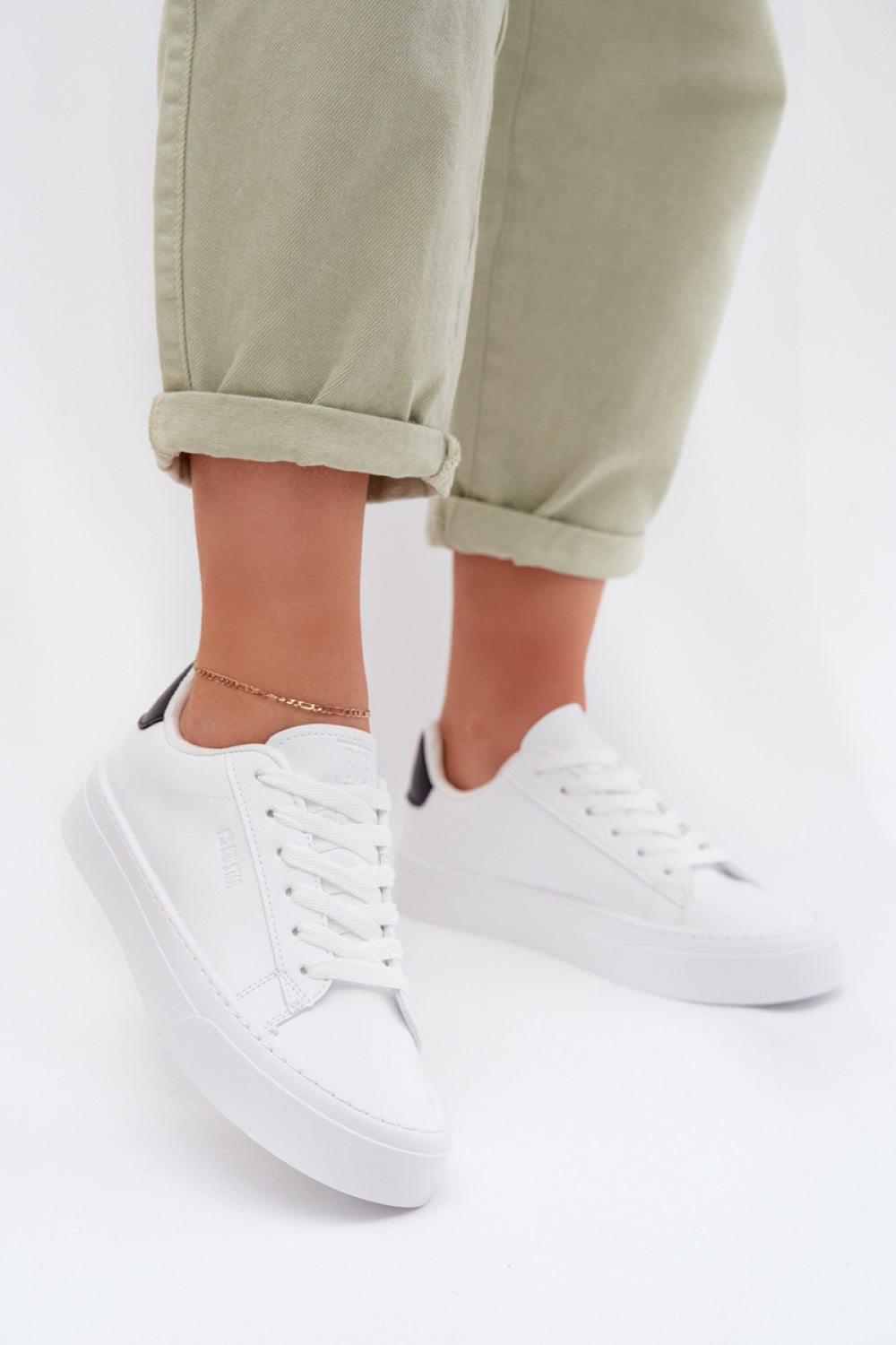 Step In Style White Faux Leather Trainers