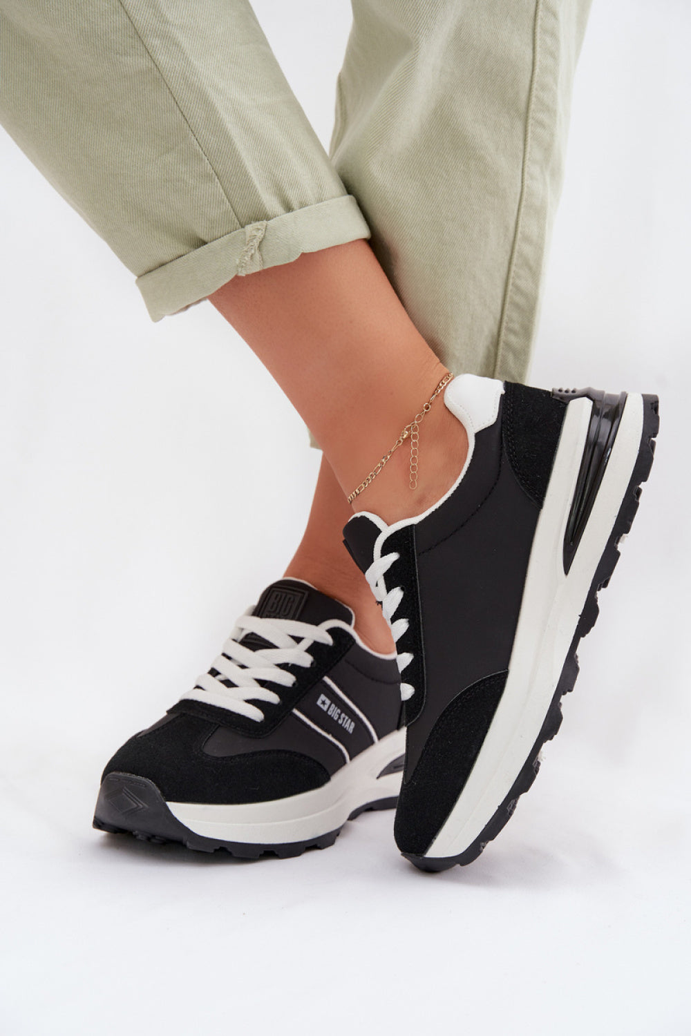 Step In Style Black Faux Leather Trainers - view 3