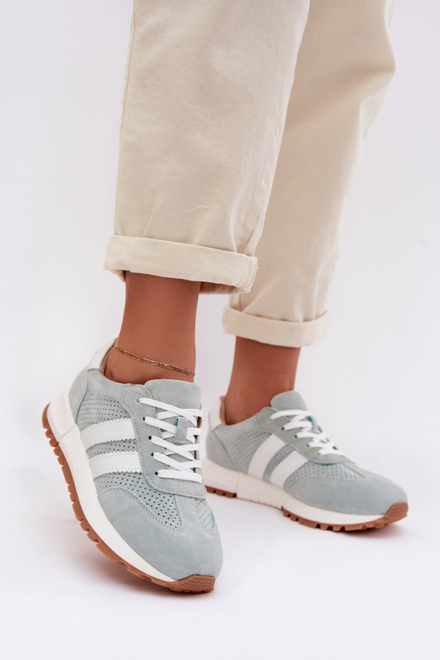 Step In Style Mint Suede Trainers