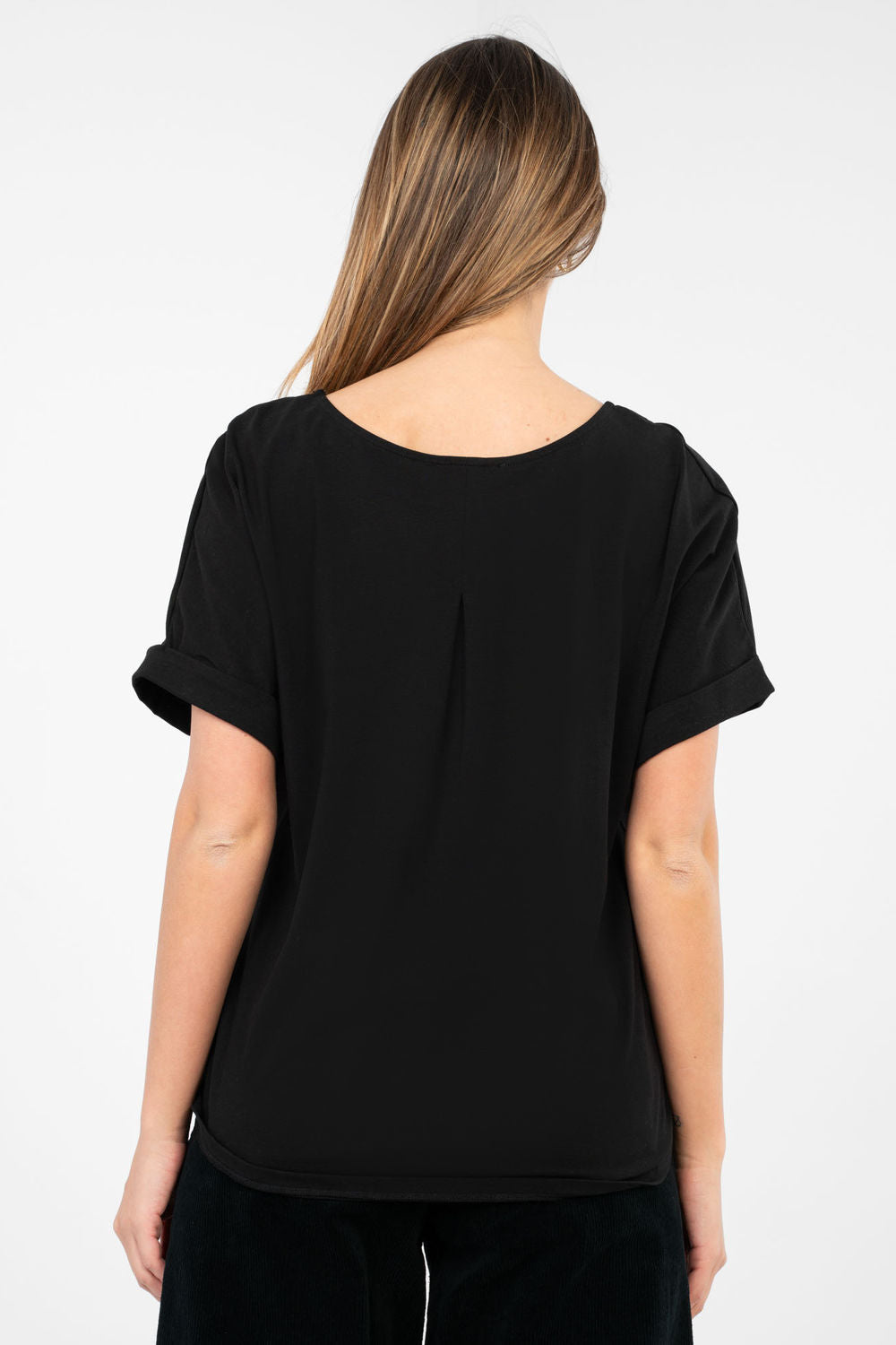 Rue Paris Black Oversized Short Sleeve Blouse - view 2