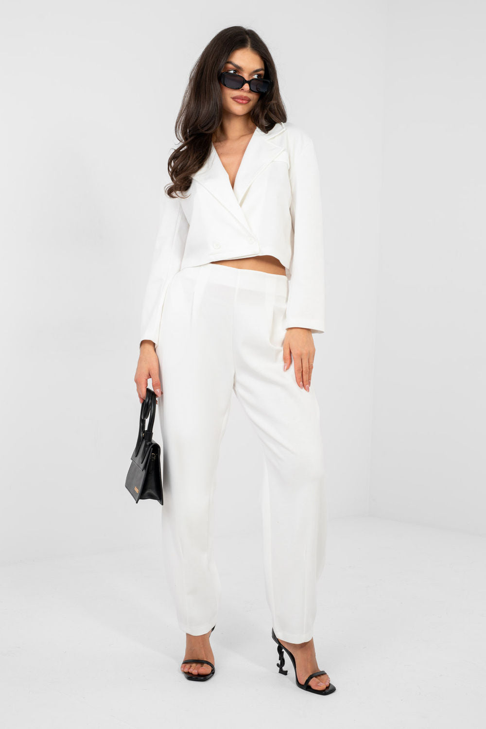 Rue Paris Ecru Slim Fit High Waisted Long Sleeve Co-Ord Set