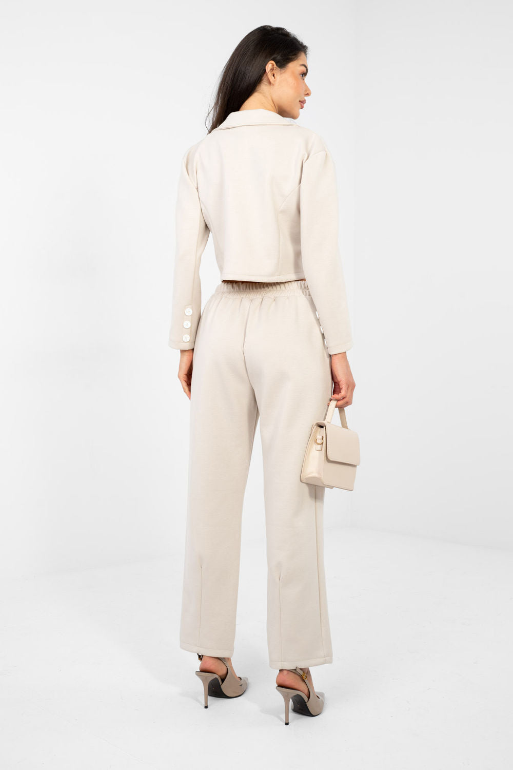 Rue Paris Beige High Waisted Long Sleeve Co-Ord Set - view 3