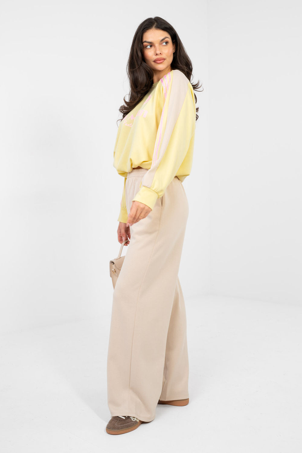 Rue Paris Beige Striped Wide Leg High Waisted Co-Ord Set - view 2