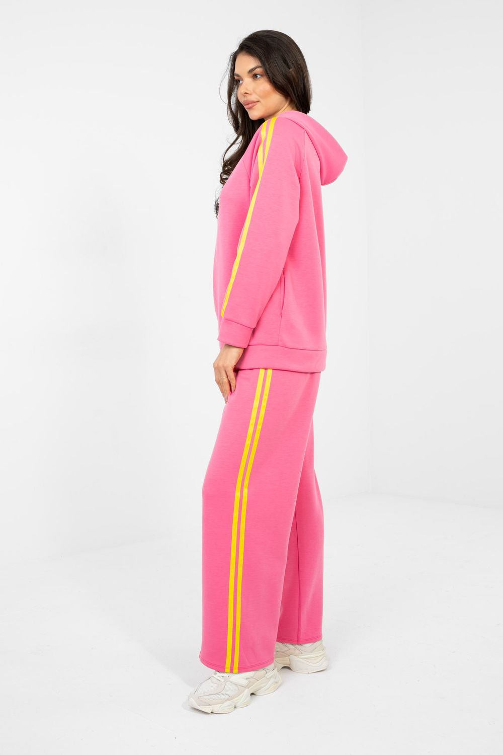 Rue Paris Dark Pink Striped Wide Leg Co-Ord Set - view 2