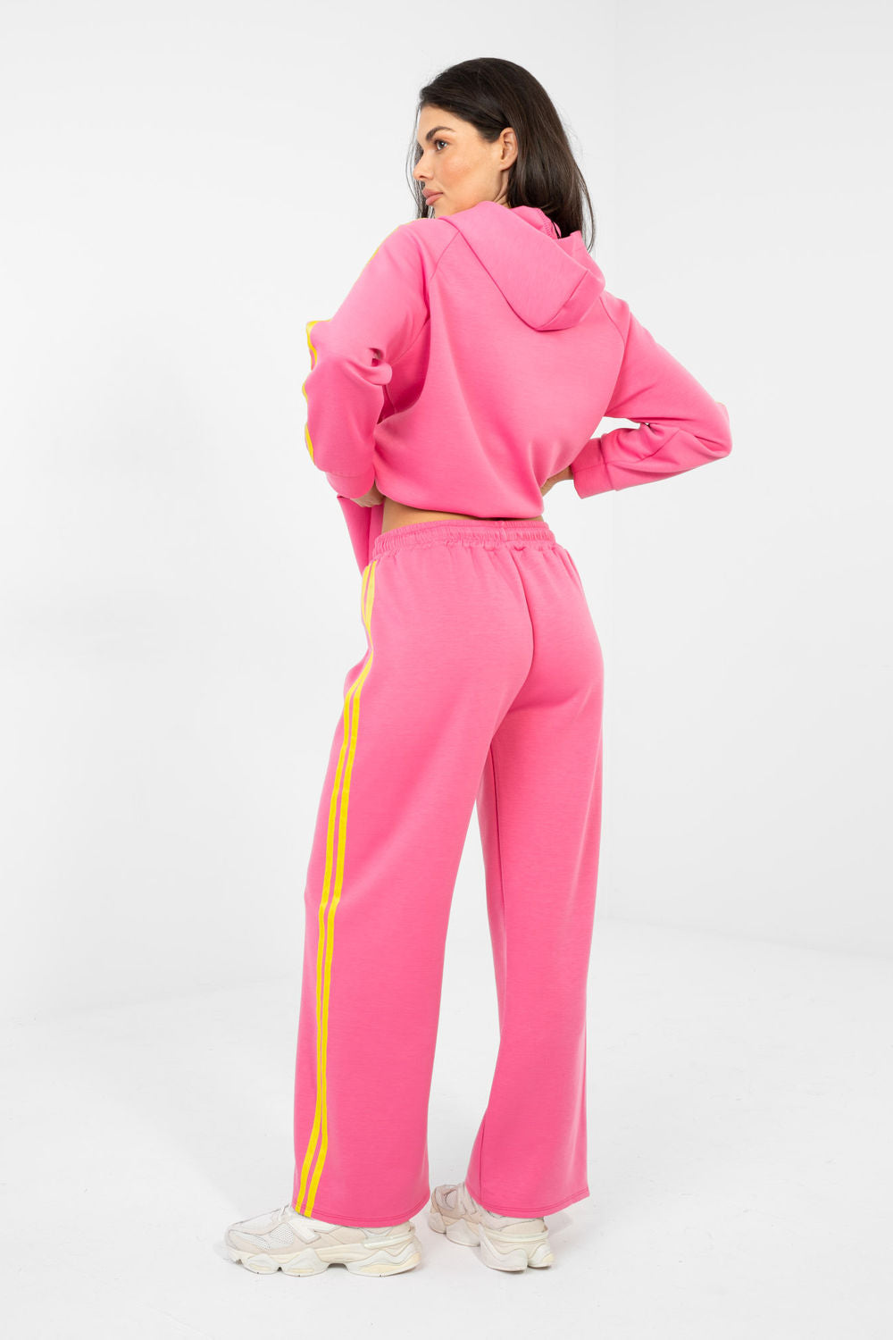 Rue Paris Dark Pink Striped Wide Leg Co-Ord Set - view 3